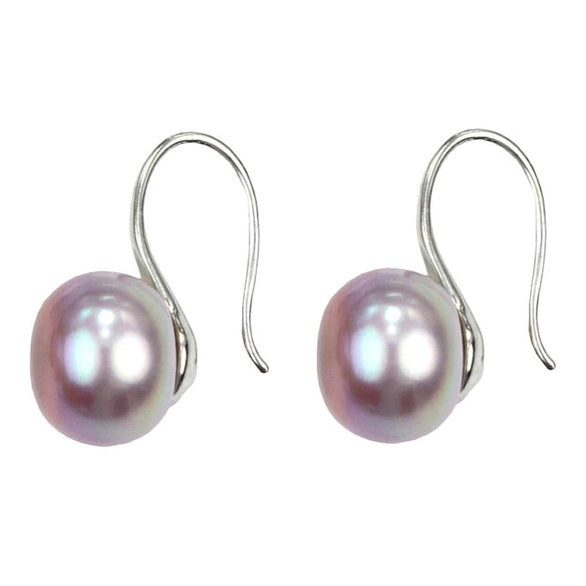 Roze zoetwater parel oorbellen met echte parels, zijaanzicht | Leis Rose