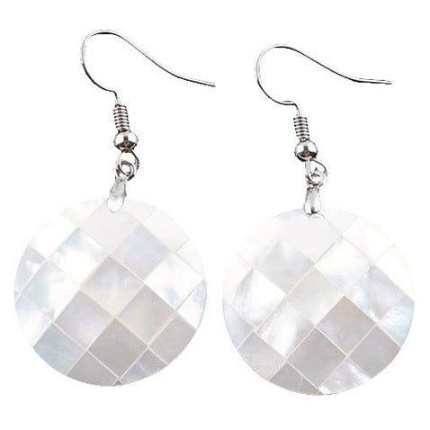 Wit parelmoeren oorbellen met sterling zilver 925 | White Mosaic Round