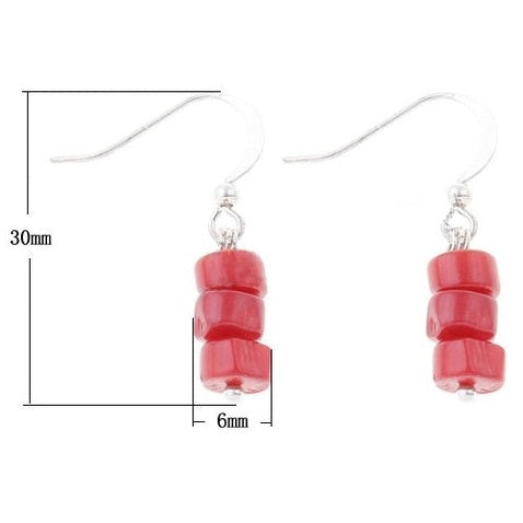 Rood koralen oorbellen met sterling zilver 925 met maatindicatie | Little Coral Snake