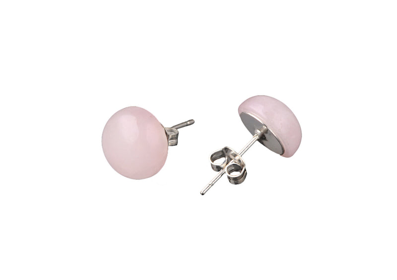 Roze edelstenen oorknopjes met rozenkwarts | Rosé Quartz Eye 10 mm