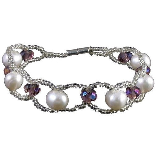 Zoetwater parel en kristallen armband Pearl Crystal Pink 8