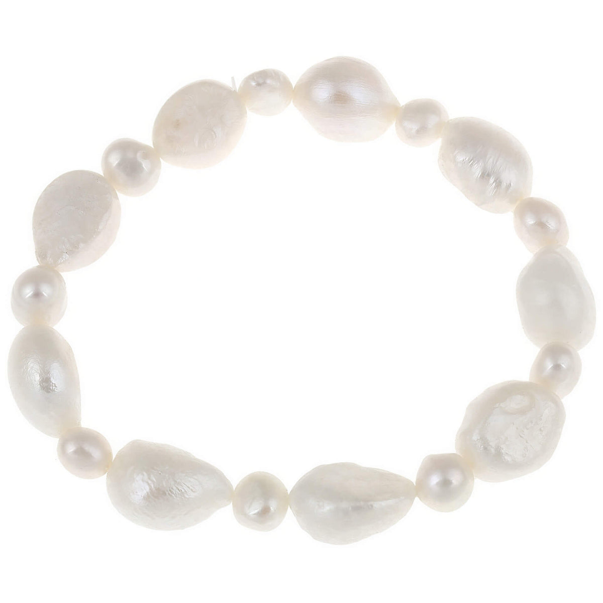 Wit zoetwater parel armband met barok parels, elastisch | Big and Small