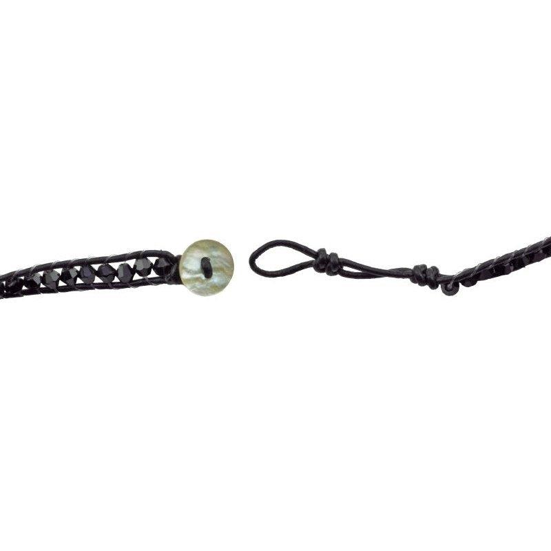 Slotje van kristallen wikkel armband met zwarte facet geslepen kristallen | Crystal Black Wrap