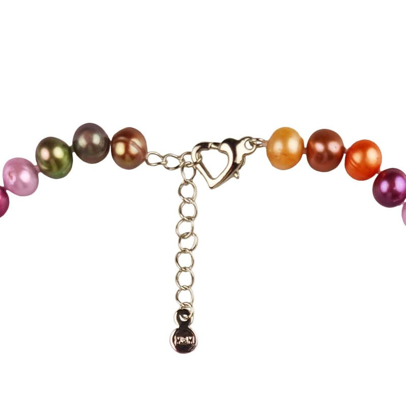 Slotje van zoetwater parelketting met bonte kleurtjes | Decorative Bold