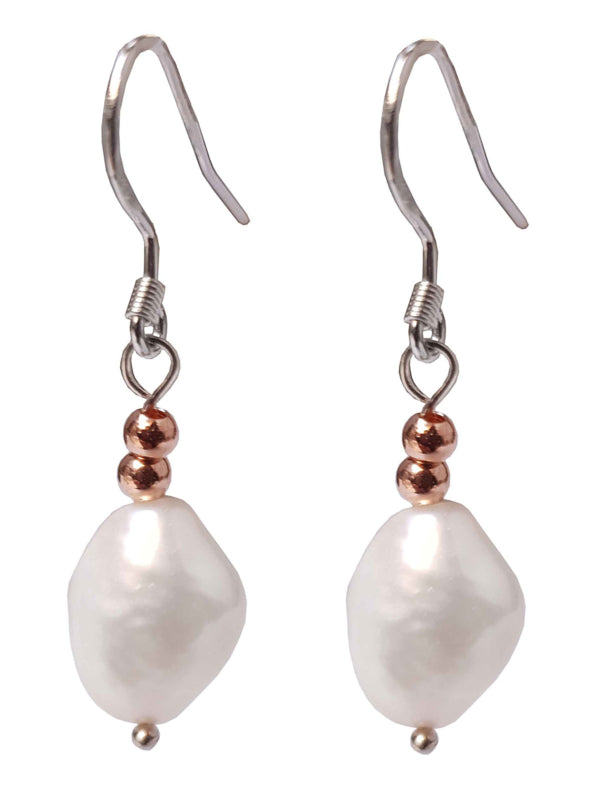 Witte zoetwater parel oorbellen met echte parels en sterling zilver (925) | Pearl Rose