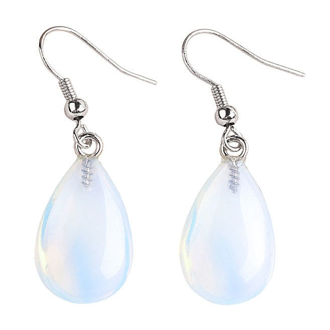 Licht blauwe edelstenen oorbellen met opaal in druppel vorm en sterling zilver (925) | Sea Opal Drop