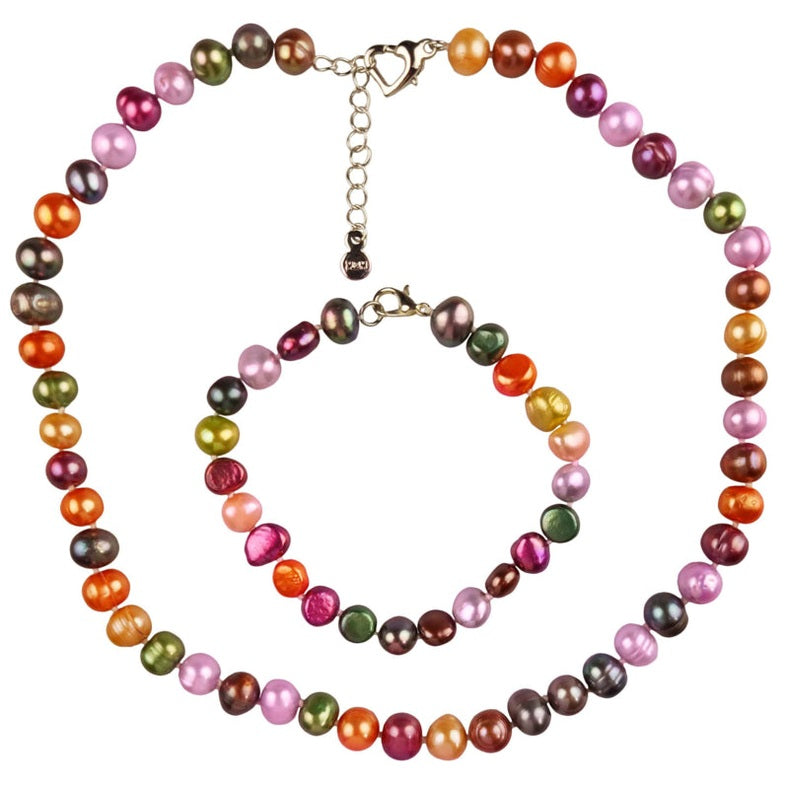 Zoetwater parel set bestaande uit parelketting en parel armband in veel kleurtjes | set Decorative Bold