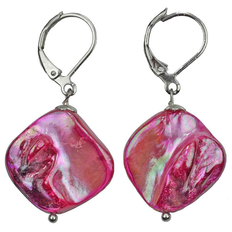 Pink gekleurde parelmoeren schelpen oorbellen met zilver edelstaal | set Shell AB Pink