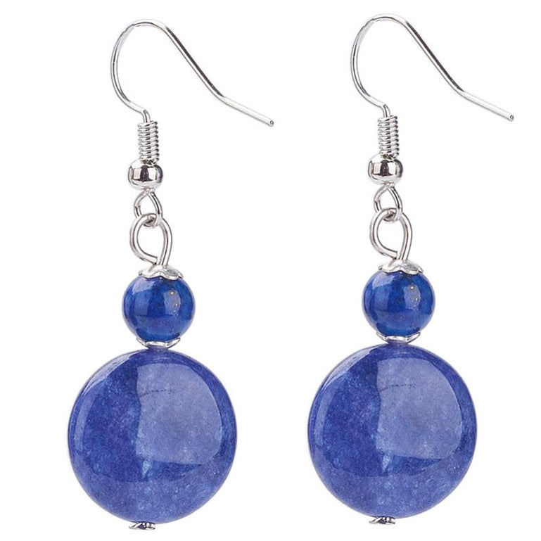 Blauwe edelstenen oorbellen met lapis lazuli met sterling zilver (925) | Lapis Lazuli Coin
