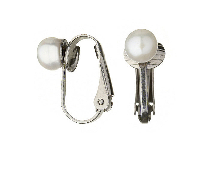 Kleine witte zoetwater parel clips oorbellen met edelstaal | Fiell Clip Pearl Small