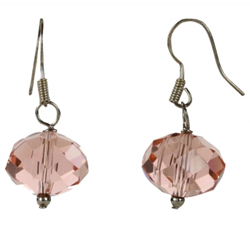 Kristallen oorbellen met zalm roze kristallen | Pink Crystal