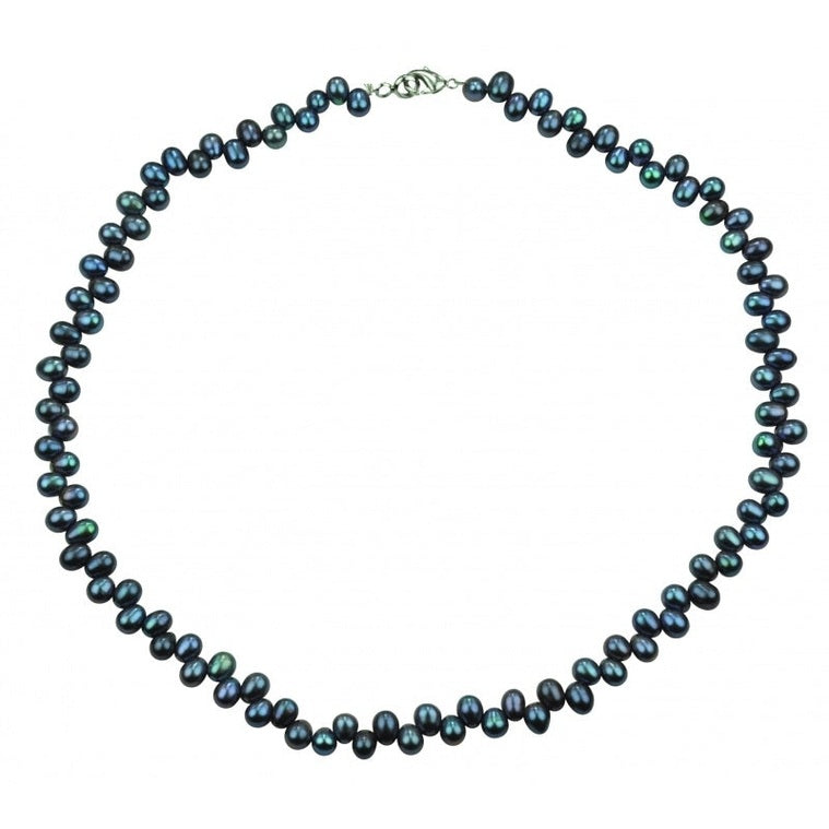 Zoetwater parelketting met blauwe parels en sterling zilver (925) | Blueria