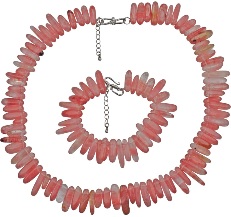 Rode edelstenen set met edelstenen ketting + edelstenen armband | Cherry