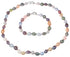Zoetwater parel set bestaande uit een parelketting en een parel armband met bont gekleurde parels en sterling zilver (925) | set Decorative Rice Pearl