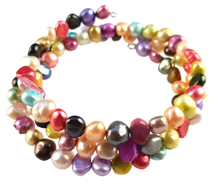 Zoetwater parel wikkel armband met vrolijke gekleurde parels, zijaanzicht | Zen Color