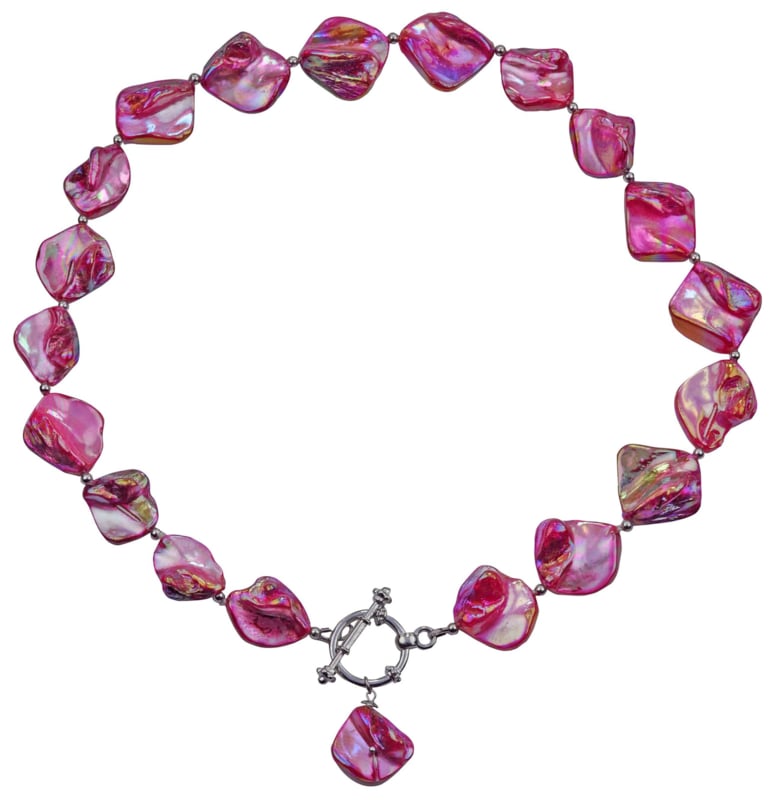 Pink gekleurde parelmoeren schelpen ketting | Shell AB Pink