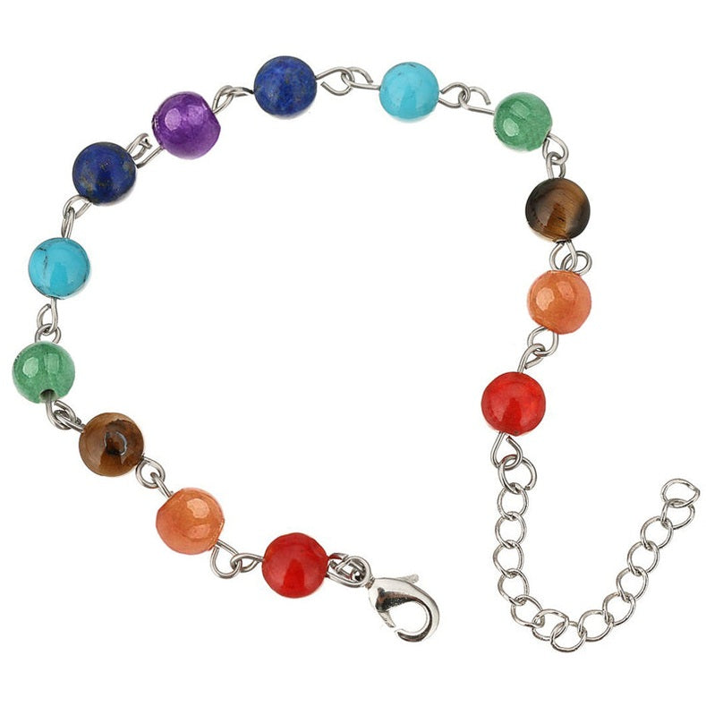 Edelstenen armband met veel gekleurde edelstenen| regenboog armband | Chakra armband met open slotje | Gemma