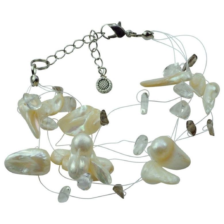 Wit zoetwater parel armband met sterling zilver (925) en bergkristal | Crystal Blister W