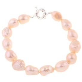 Handgeknoopte zalm kleurig zoetwater parel armband | set Zola Two