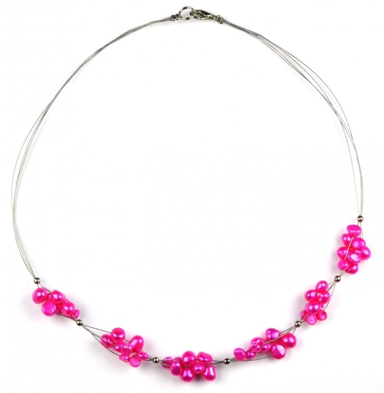 Zoetwater parelketting met pink kleurige parels en sterling zilver (925) | Pinky