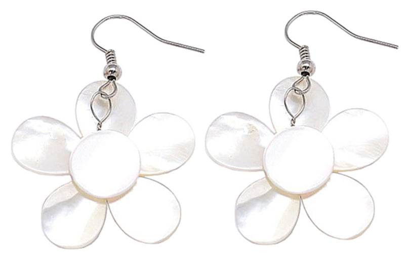 Parelmoeren oorbellen White Shell Flower Multi Stone