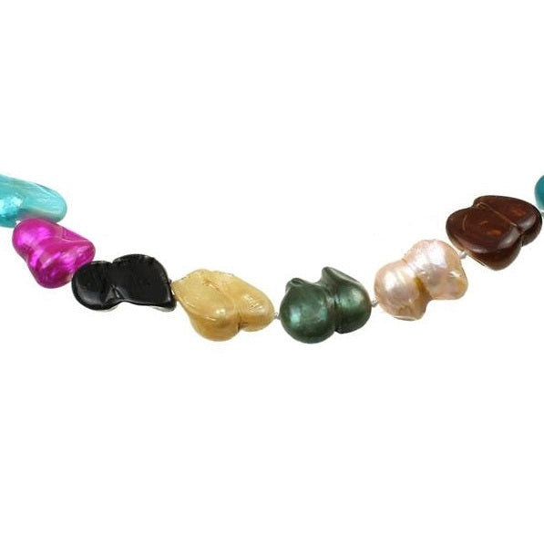 Detail van handgeknoopte zoetwater parelketting met gekleurde parels | Pearl Peanut Color