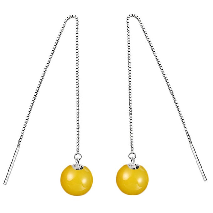 Lange gele edelstenen oorbellen met agaat | Yellow Agate Chain