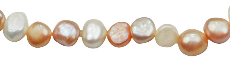 Detail van handgeknoopte zoetwater parelketting met witte, zalm en roze parels en sterling zilver (925) | Pearl Soft Colors Small