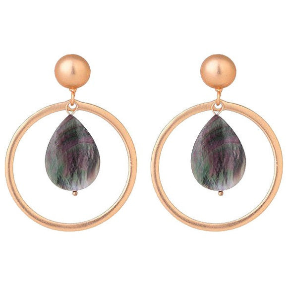 Parelmoeren oorbellen met zwart parelmoer en goud | Golden O Black Shell