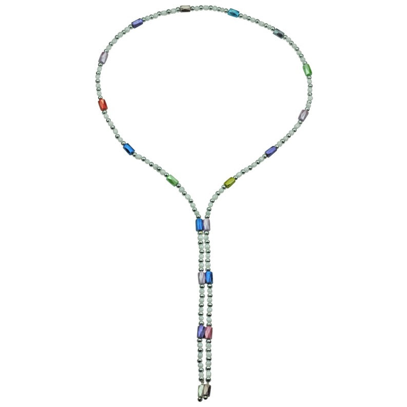 Lange edelstenen ketting met magnetiet | Color White Magnetite Wrap
