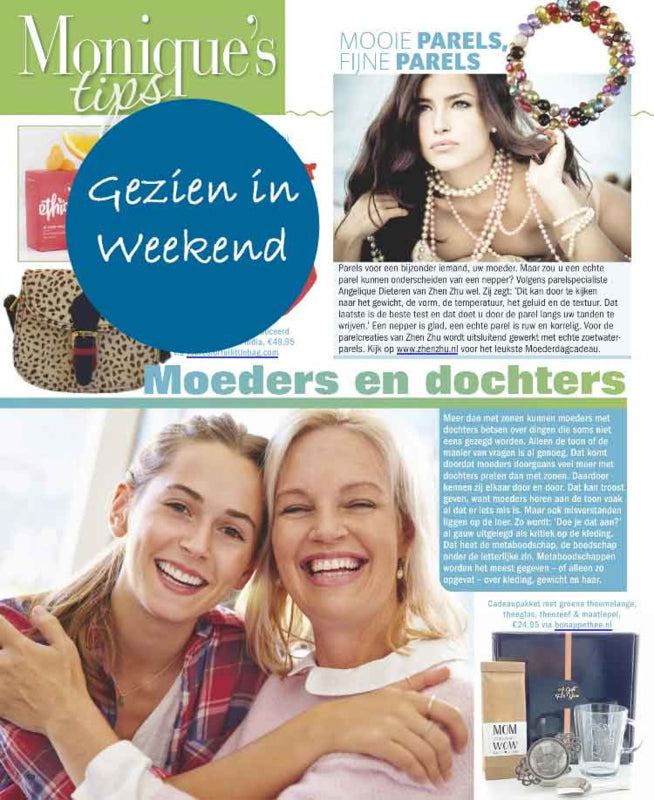 Zoetwater parel wikkel armband met vrolijke gekleurde parels gezien in tijdschrift Weekend | Zen Color