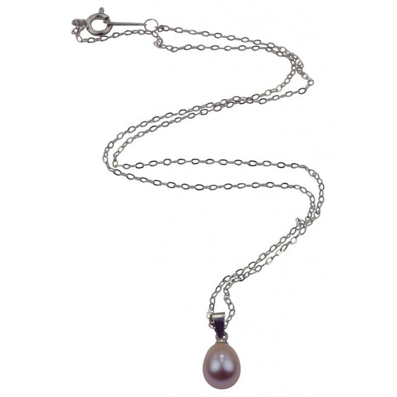 Zoetwater parelketting met roze parel hanger | Single Pearl Purple
