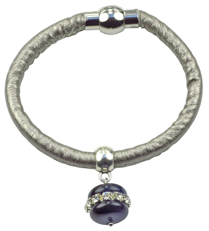 Edelstenen armband met blauwe kattenoog, stras steentjes en magneetsluiting | Cat’s Eye Blue Bling
