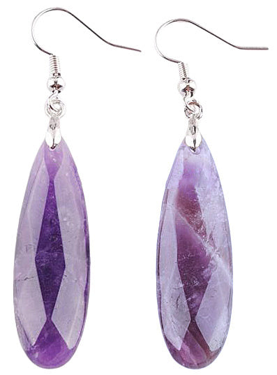 Paarse edelstenen oorbellen met sterling zilver (925) | Big Long Drop Amethyst