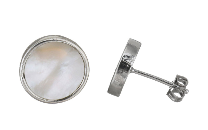 Parelmoeren oorknoppen met wit rond parelmoer | Shell White Stud Round
