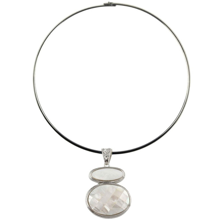 Parelmoeren ketting met witte hanger | White & Mosaic Shell