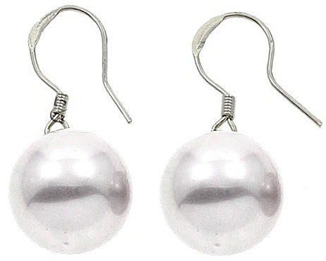 Mother of pearl parel oorbellen met een witte parel | set Wire Shiny Ball White