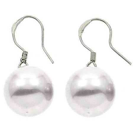 Mother of pearl parel oorbellen met een witte parel | set Wire Shiny Ball White