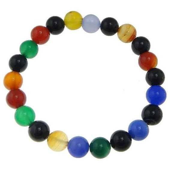 Edelstenen armband met verschillende kleuren agaat stenen, elastisch | Agate Mix