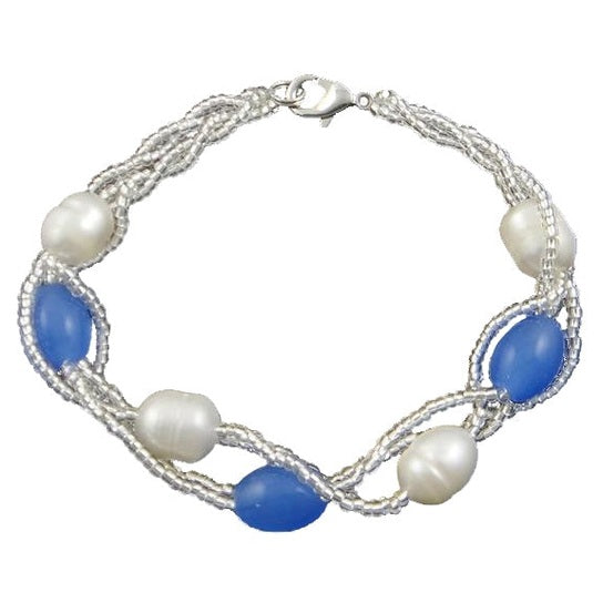 Wit zoetwater parel armband | Twine Pearl Heaven Blue
