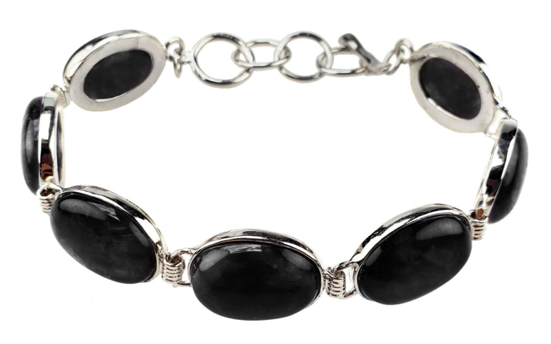 Zwart edelstenen armband met zwarte agaat | Black Agate Oval