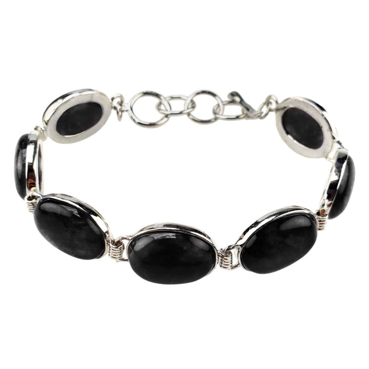 Zwart edelstenen armband met zwarte agaat | Black Agate Oval
