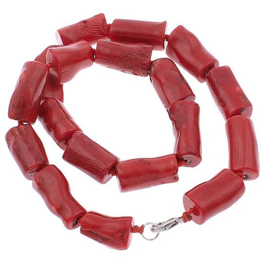 Rood koralen ketting met sterling zilver (925) | Carmen
