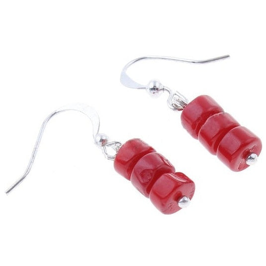 Rood koralen oorbellen met sterling zilver 925 liggend | Little Coral Snake