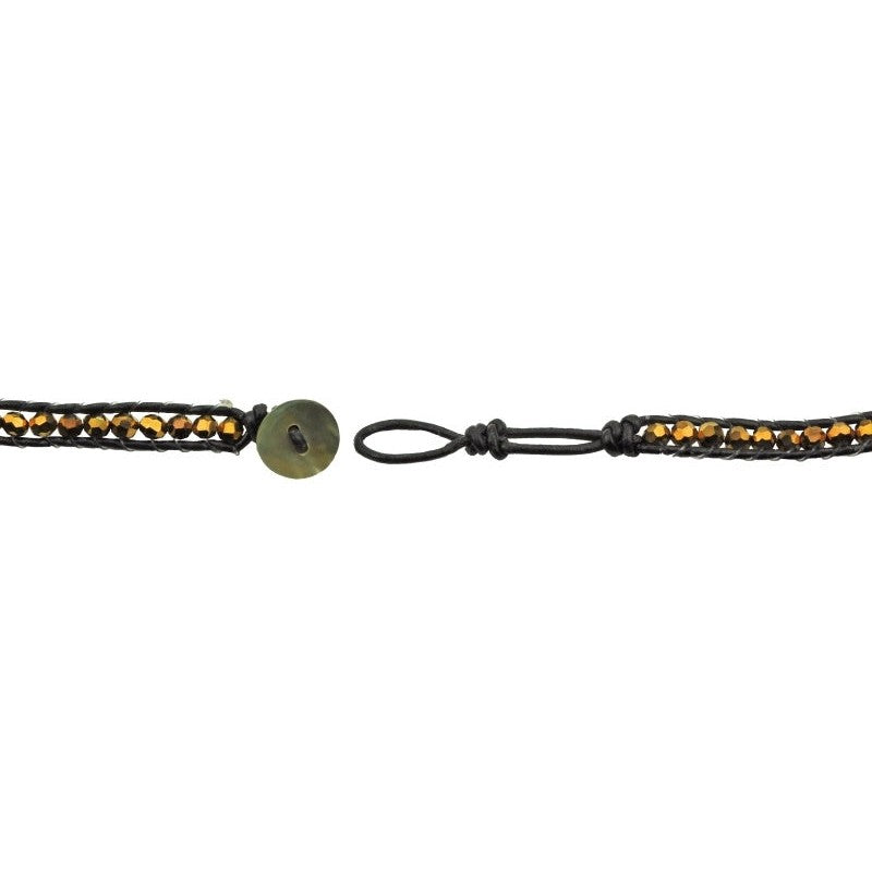 Slotje van kristallen wikkel armband met bruine facet geslepen kristallen | Golden Brown
