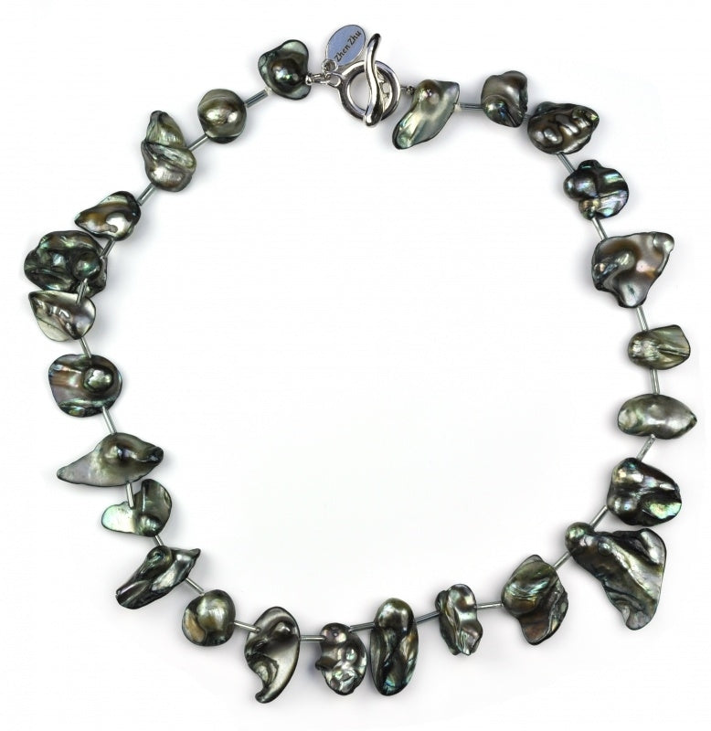 Zoetwater parelketting met grote grijze parels | Pearl Blister Grey