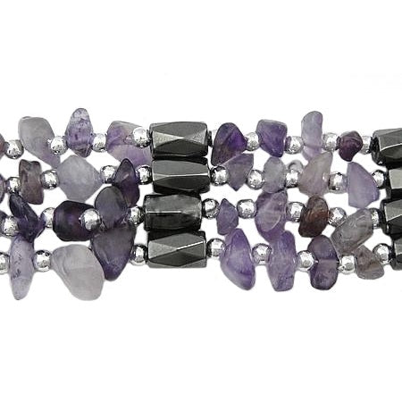 Detail van paarse edelstenen armband met amethist en magnetiet | Wrap Magnetite Amethyst