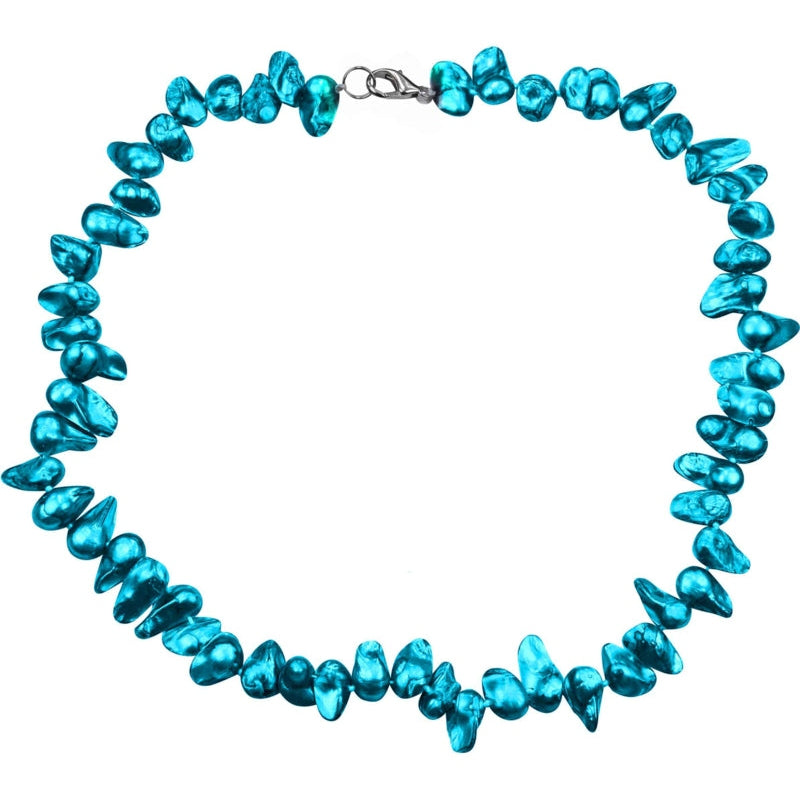 Zoetwater parelketting met aqua blauwe parels en sterling zilver (925) | set Pearl Blister Aqua Blue (KO)