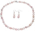 Zoetwater parel set bestaande uit een parelketting en parel oorbellen met witte en roze parels en sterling zilver (925) | set Elynn