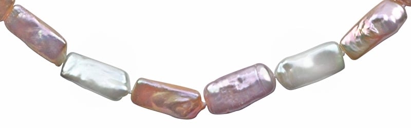 Detail van zoetwater parel armband met rechthoekige pastel kleurige parels en sterling zilver (925) | Pearl Rectangle Soft Colors